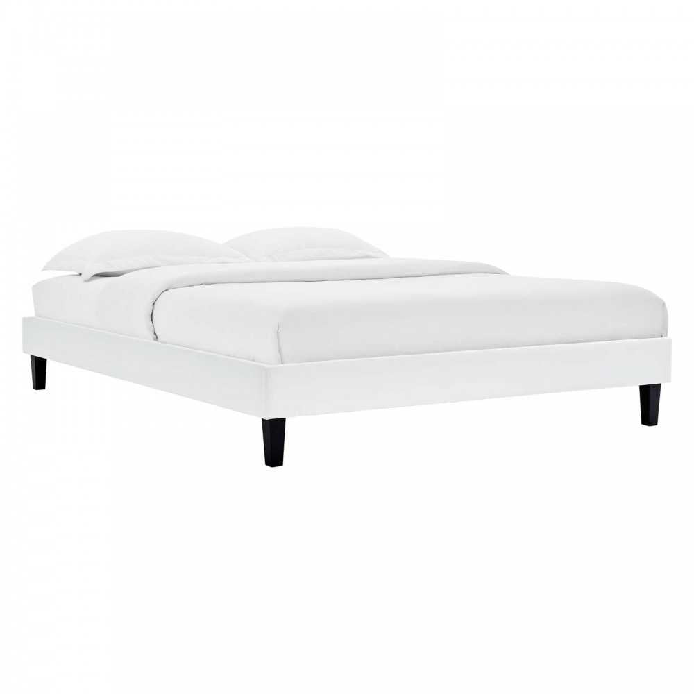 Reign Full Performance Velvet Platform Bed Frame, White