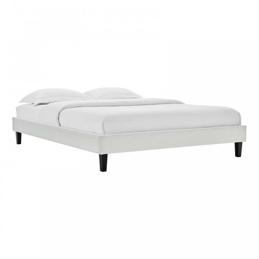 Reign King Performance Velvet Platform Bed Frame, Light Gray