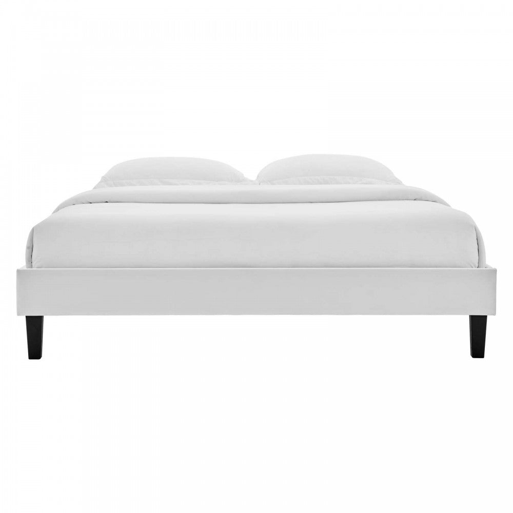 Reign Queen Performance Velvet Platform Bed Frame, Light Gray