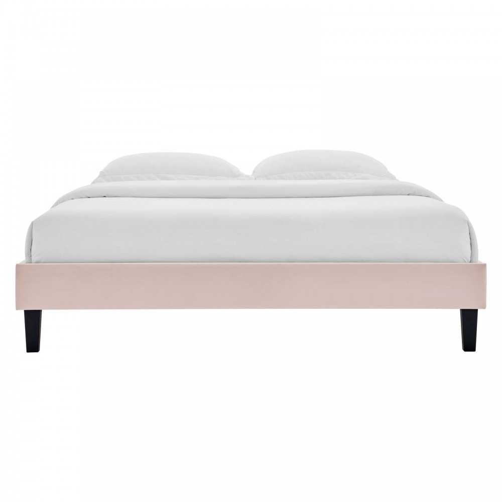 Reign Queen Performance Velvet Platform Bed Frame, Pink