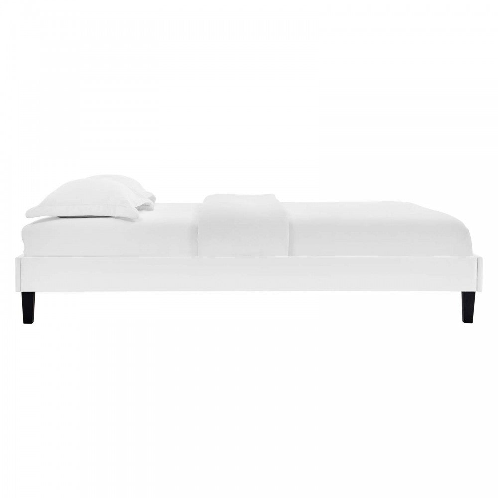 Reign Queen Performance Velvet Platform Bed Frame, White