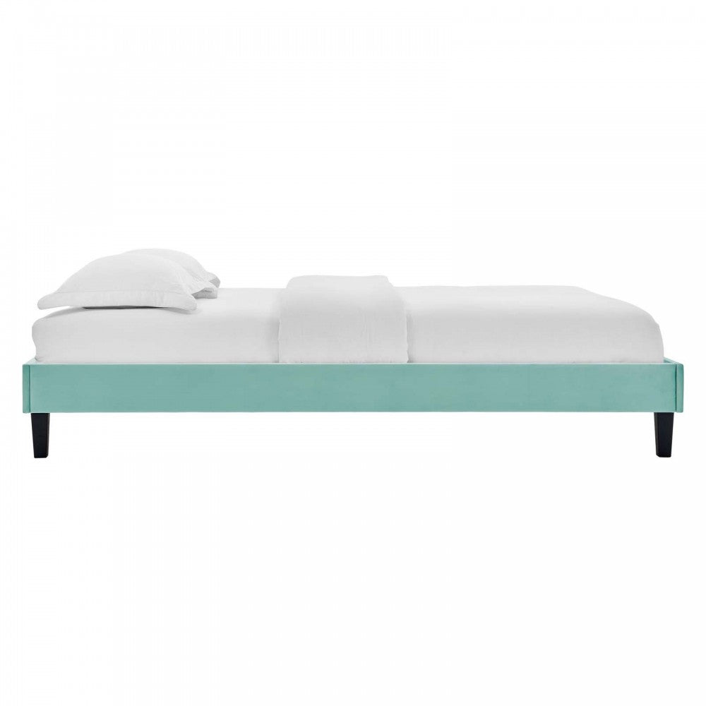 Reign Twin Performance Velvet Platform Bed Frame, Mint