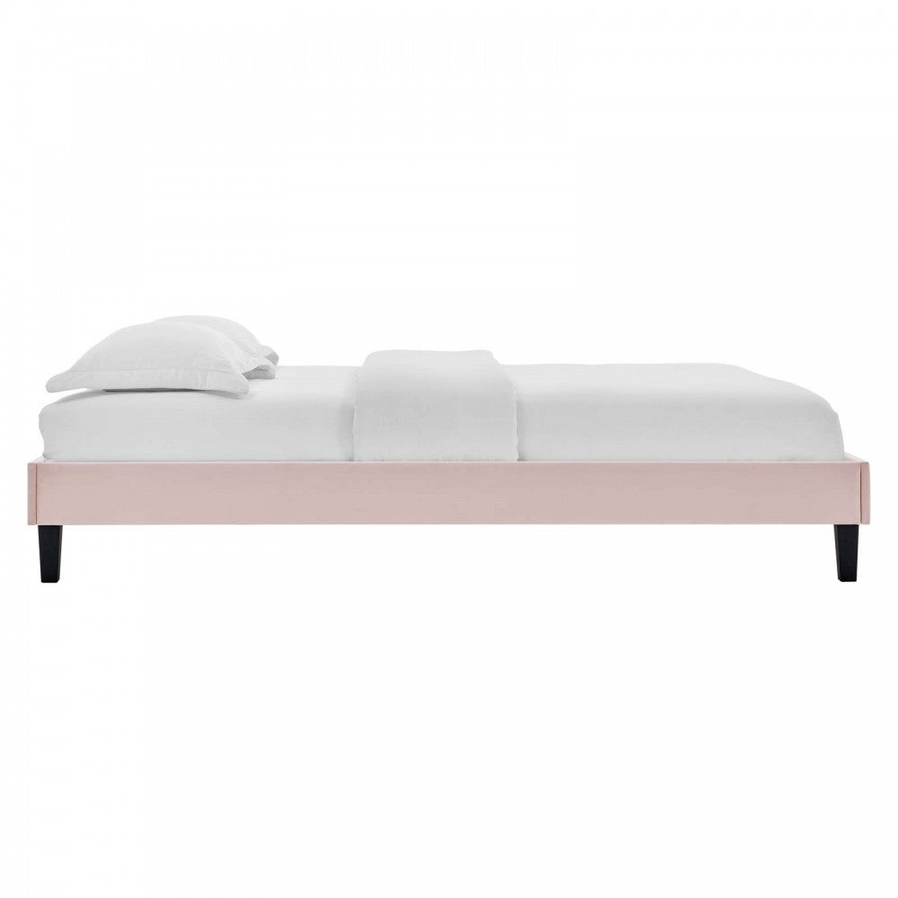 Reign Twin Performance Velvet Platform Bed Frame, Pink