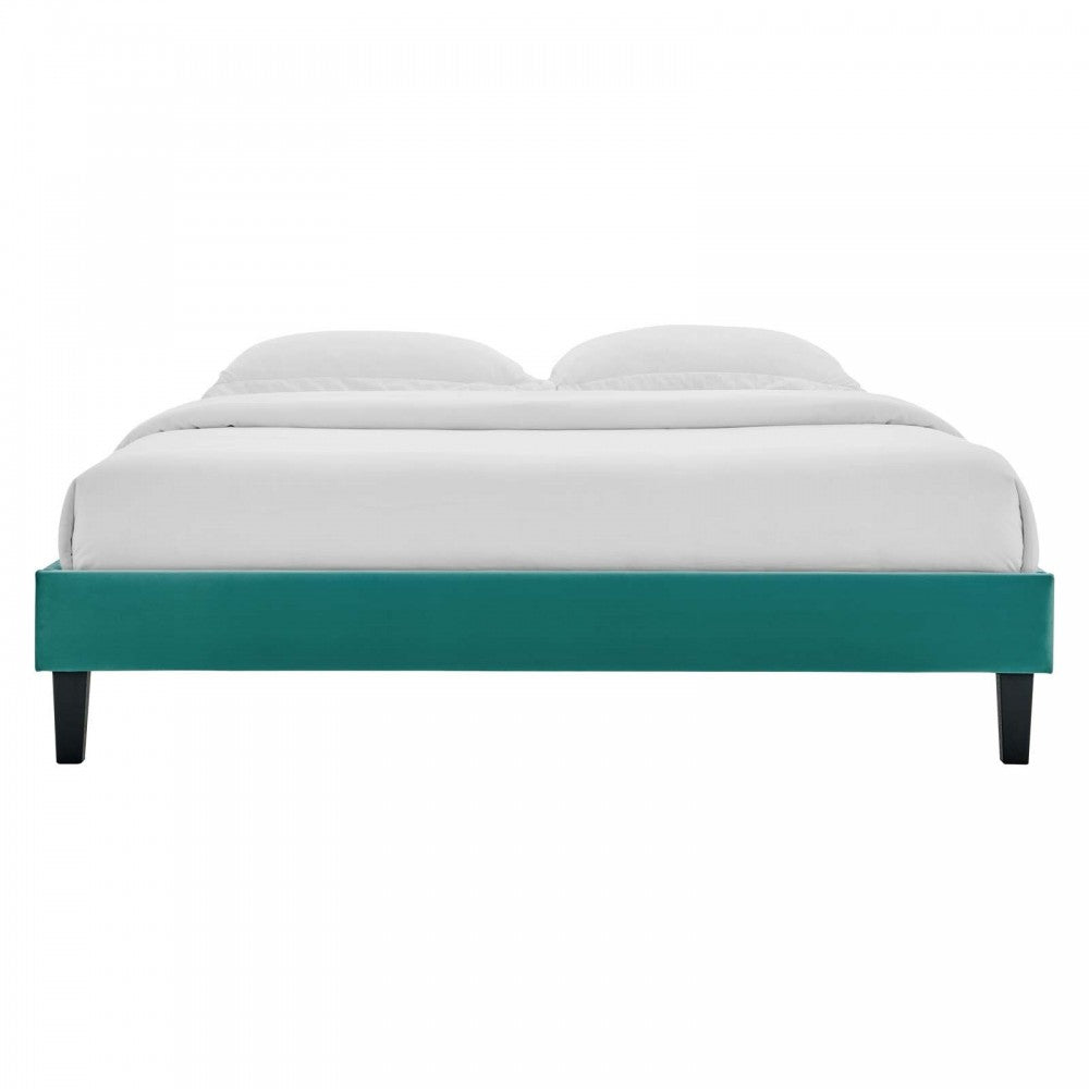 Reign Twin Performance Velvet Platform Bed Frame, Teal