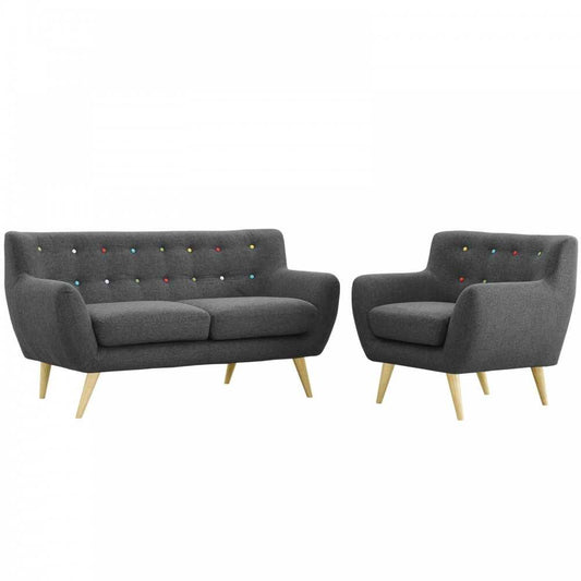 Remark 2 Piece Living Room Set, Gray, EEI-1783-GRY-SET