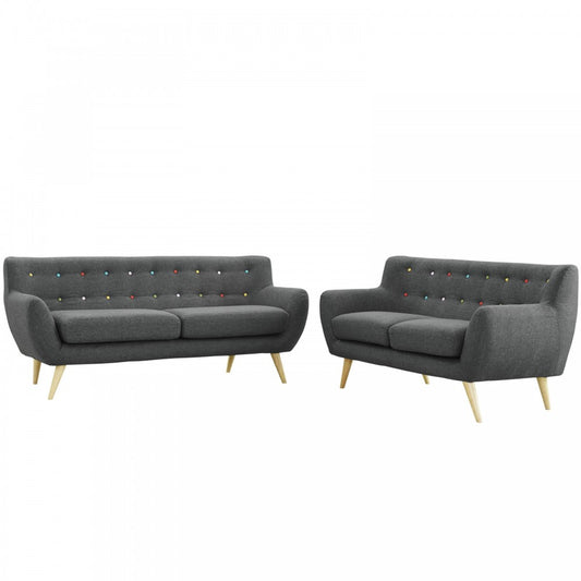 Remark 2 Piece Living Room Set, Gray, EEI-1785-GRY-SET