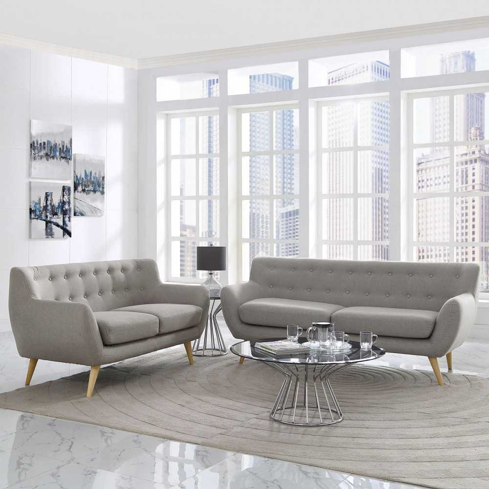 Remark 2 Piece Living Room Set, Light Gray, EEI-1785-LGR-SET