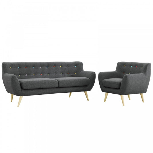 Remark 2 Piece Living Room Set, Gray, EEI-1784-GRY-SET