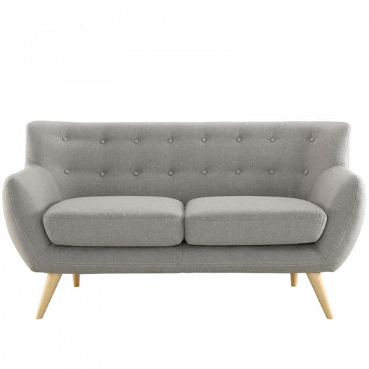 Remark Upholstered Fabric Loveseat, Light Gray