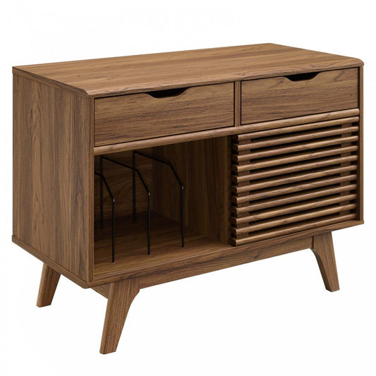 Render Vinyl Record Display Stand, Walnut, EEI-4323-WAL