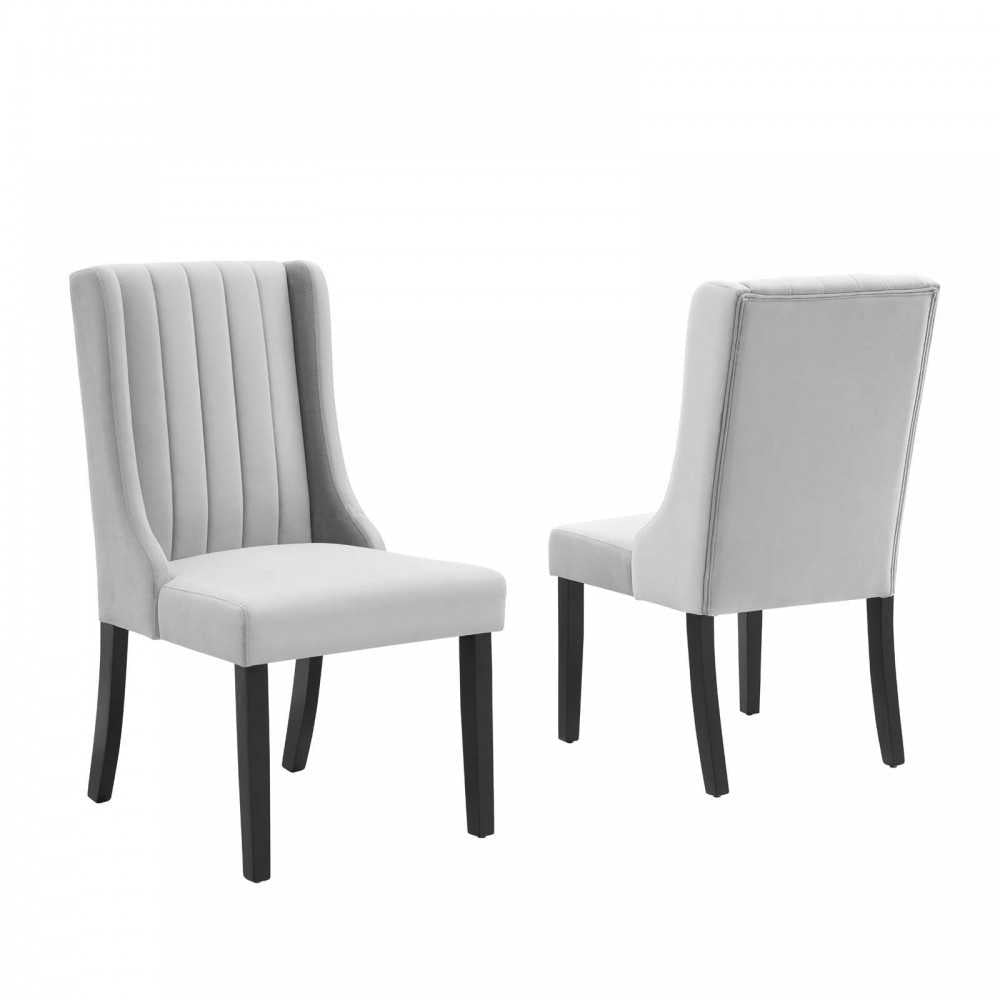 Renew Parsons Performance Velvet Dining Side Chairs - Set of 2, Light Gray