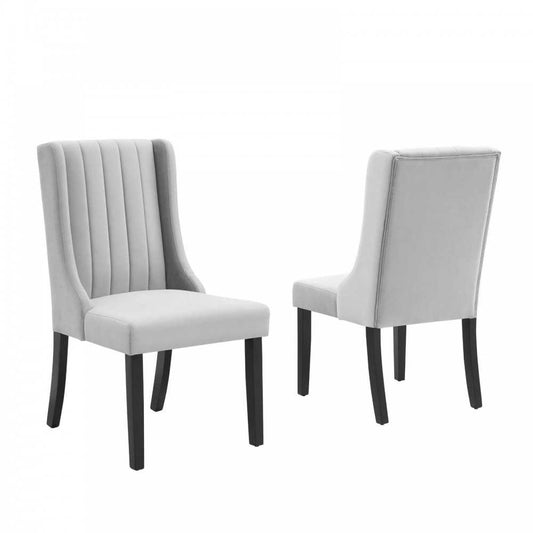 Renew Parsons Performance Velvet Dining Side Chairs - Set of 2, Light Gray