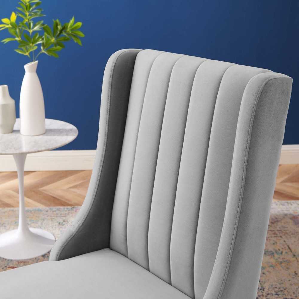 Renew Parsons Performance Velvet Dining Side Chairs - Set of 2, Light Gray