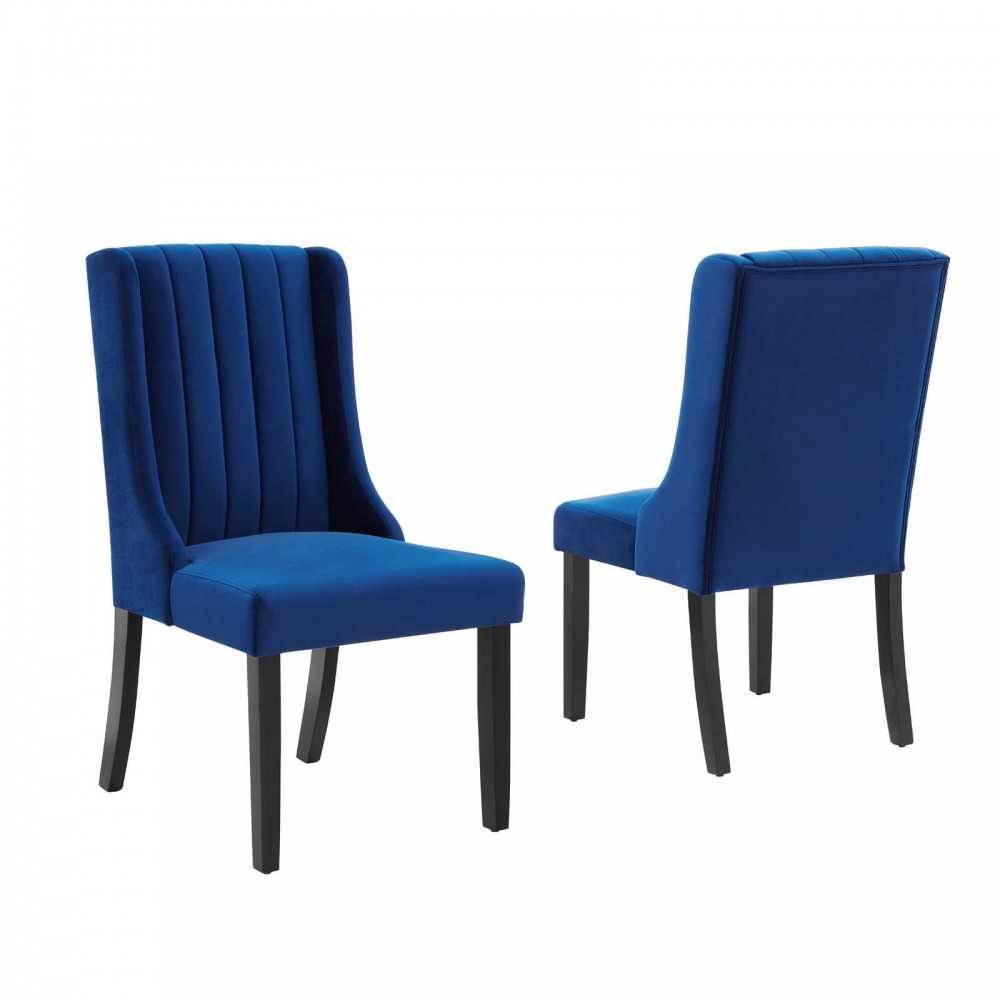 Renew Parsons Performance Velvet Dining Side Chairs - Set of 2, Navy