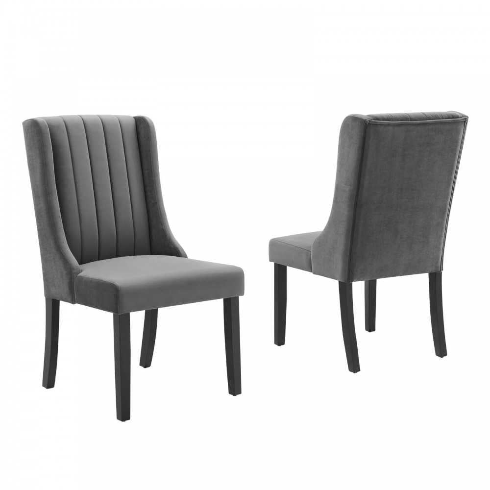 Renew Parsons Performance Velvet Dining Side Chairs - Set of 2, Gray