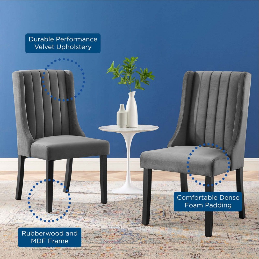 Renew Parsons Performance Velvet Dining Side Chairs - Set of 2, Gray