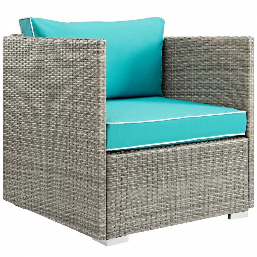 Repose 3 Piece Outdoor Patio Sectional Set, Light Gray Turquoise