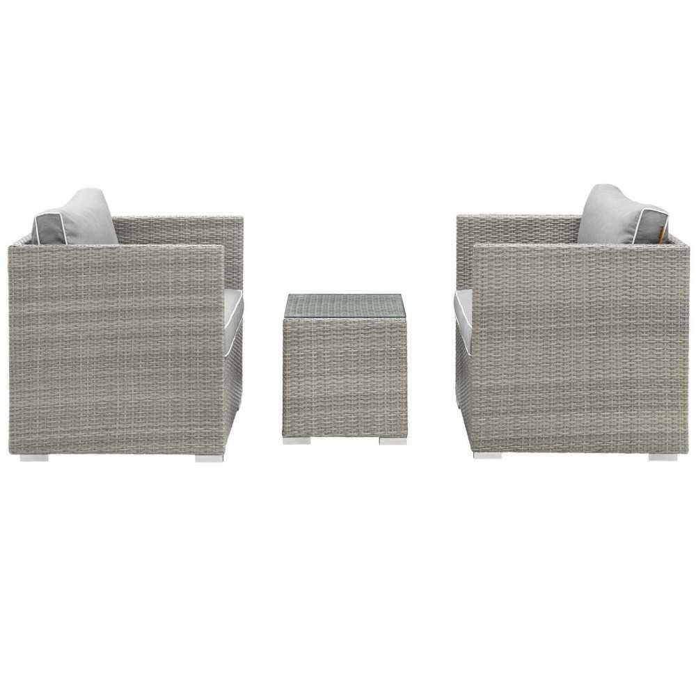 Repose 3 Piece Outdoor Patio Sectional Set, Light Gray Gray