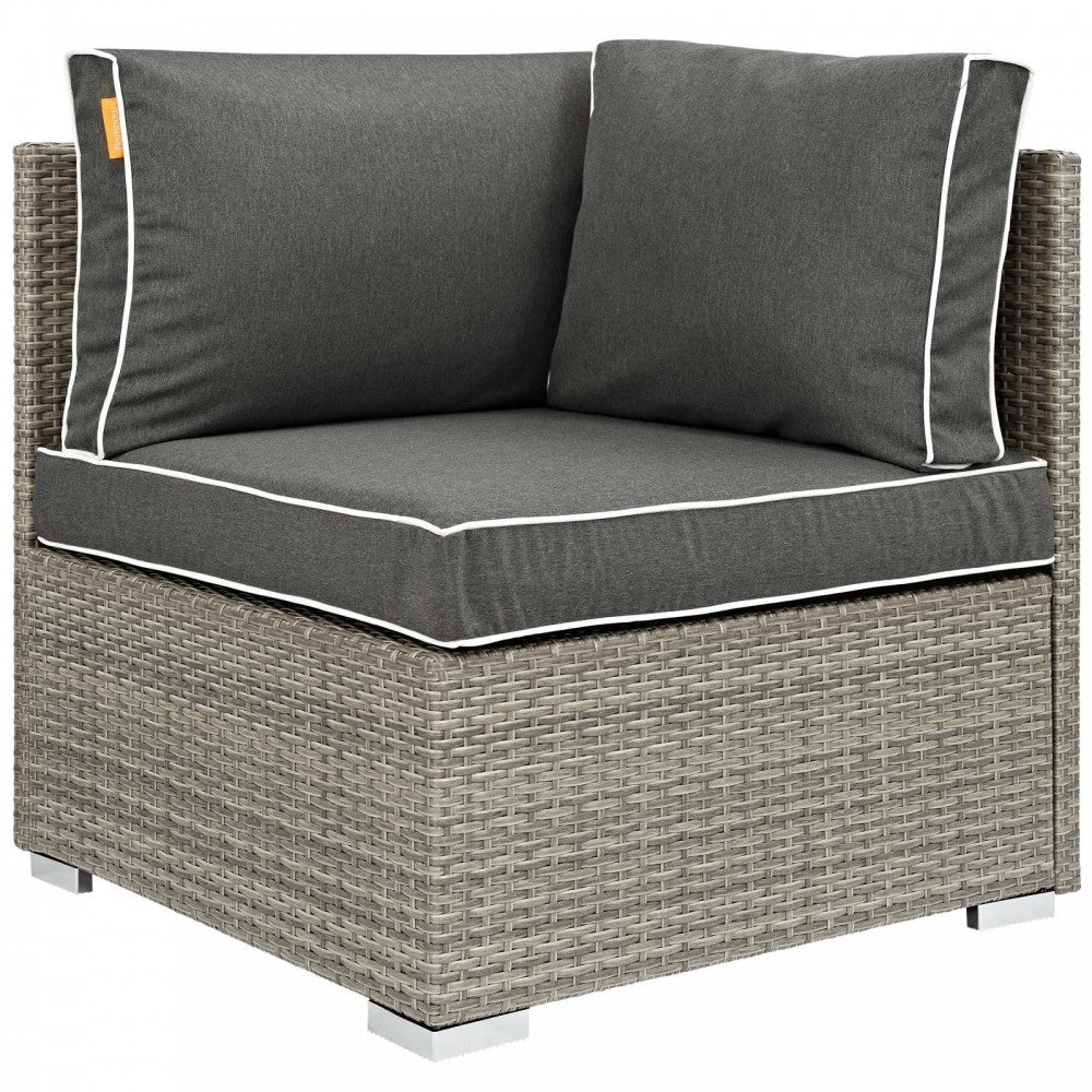 Repose 7 Piece Outdoor Patio Sectional Set, Light Gray Charcoal, EEI-3004-LGR-CHA-SET