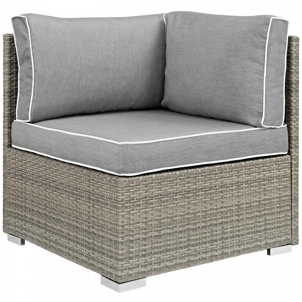 Repose 7 Piece Outdoor Patio Sectional Set, Light Gray Gray, EEI-3004-LGR-GRY-SET