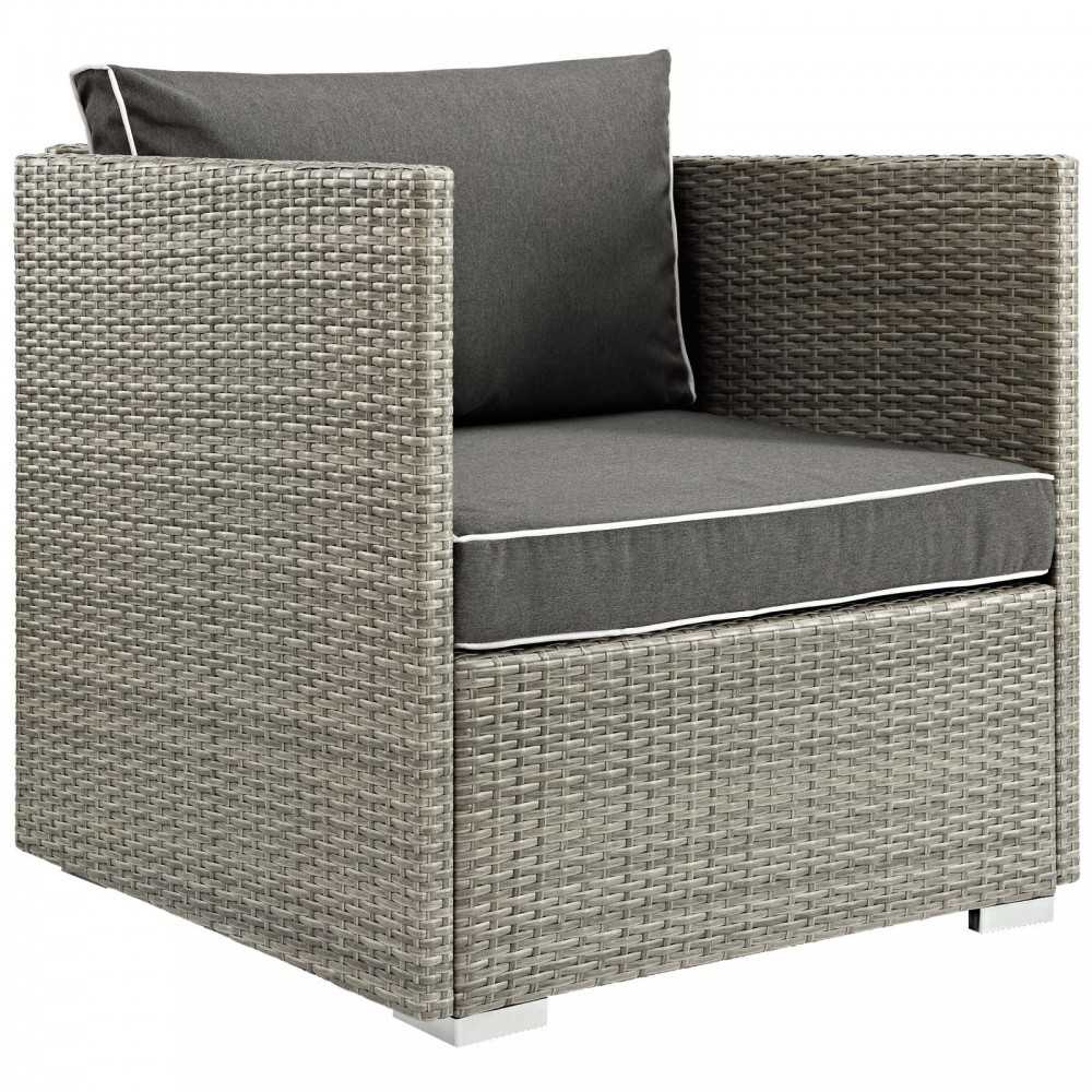 Repose 8 Piece Outdoor Patio Sectional Set, Light Gray Charcoal, EEI-3008-LGR-CHA-SET