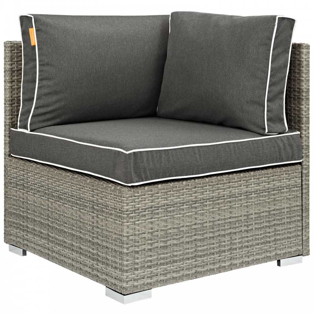 Repose 8 Piece Outdoor Patio Sectional Set, Light Gray Charcoal, EEI-3008-LGR-CHA-SET