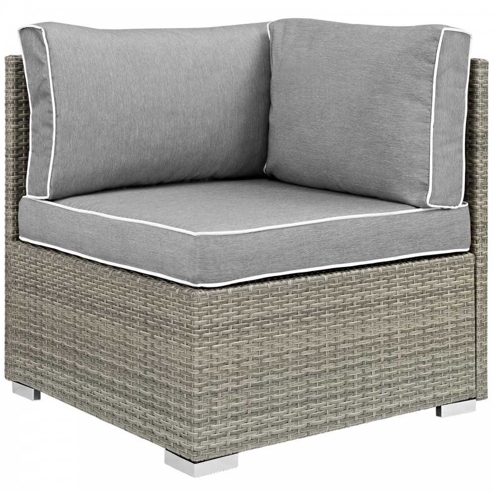 Repose 8 Piece Outdoor Patio Sectional Set, Light Gray Gray, EEI-3008-LGR-GRY-SET