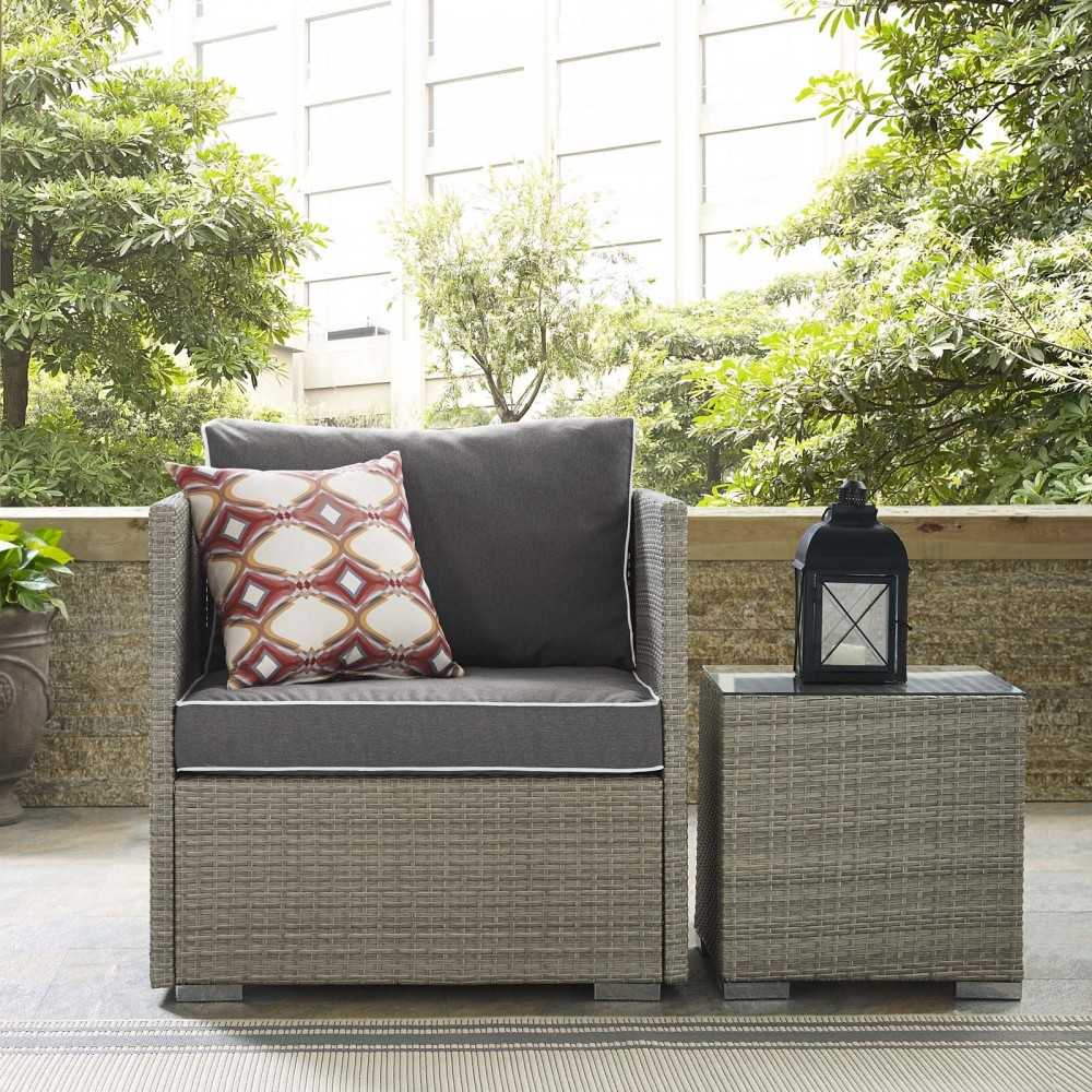 Repose Outdoor Patio Armchair, White, EEI-2960-LGR-CHA