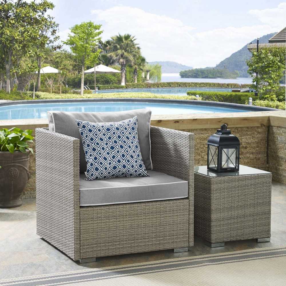 Repose Outdoor Patio Armchair, White, EEI-2960-LGR-GRY