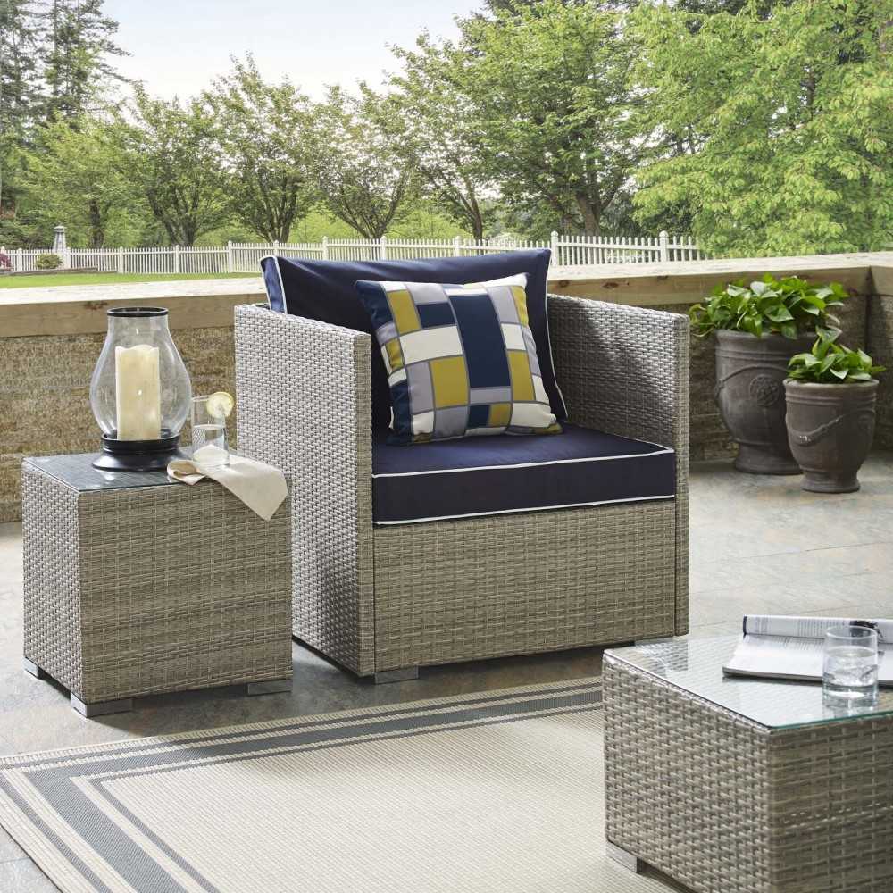 Repose Outdoor Patio Armchair, White, EEI-2960-LGR-NAV