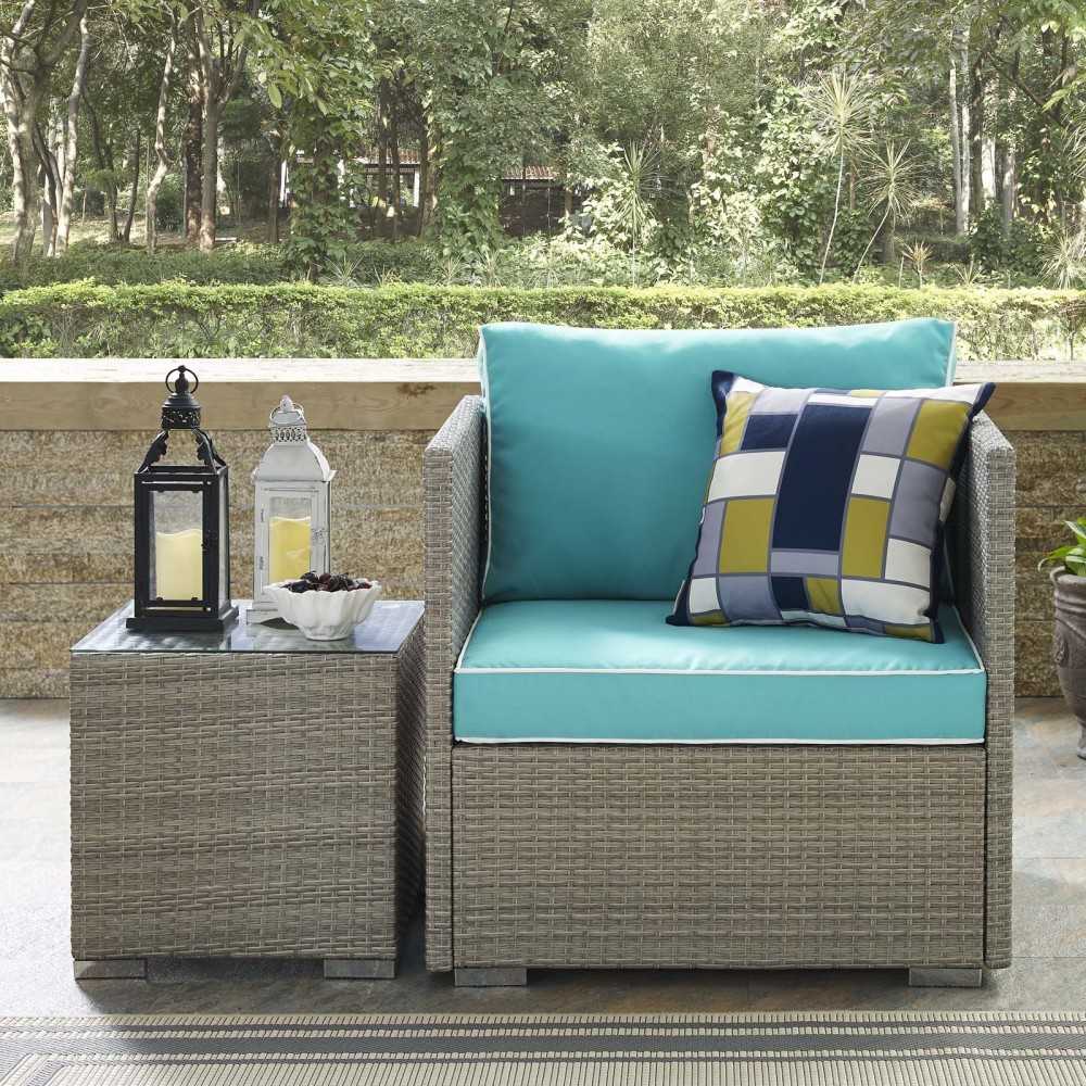 Repose Outdoor Patio Armchair, White, EEI-2960-LGR-TRQ