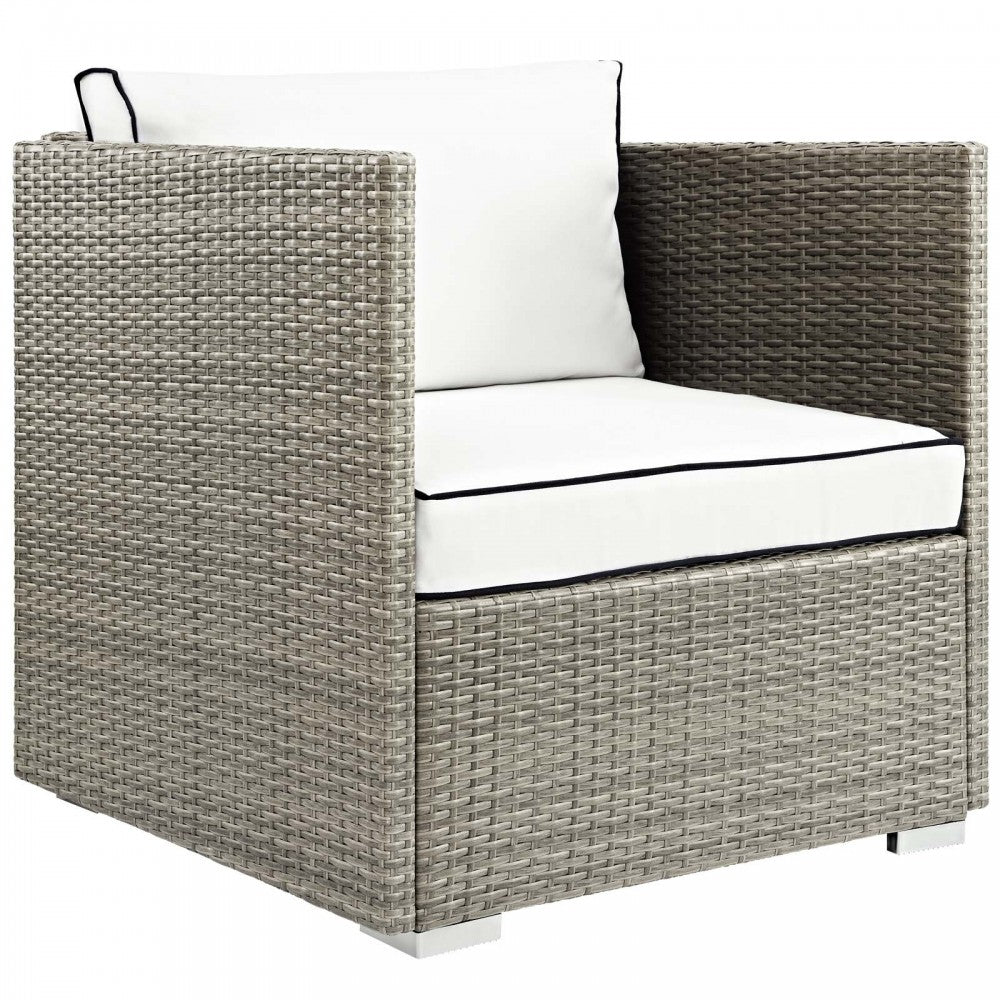 Repose Outdoor Patio Armchair, White, EEI-2960-LGR-WHI