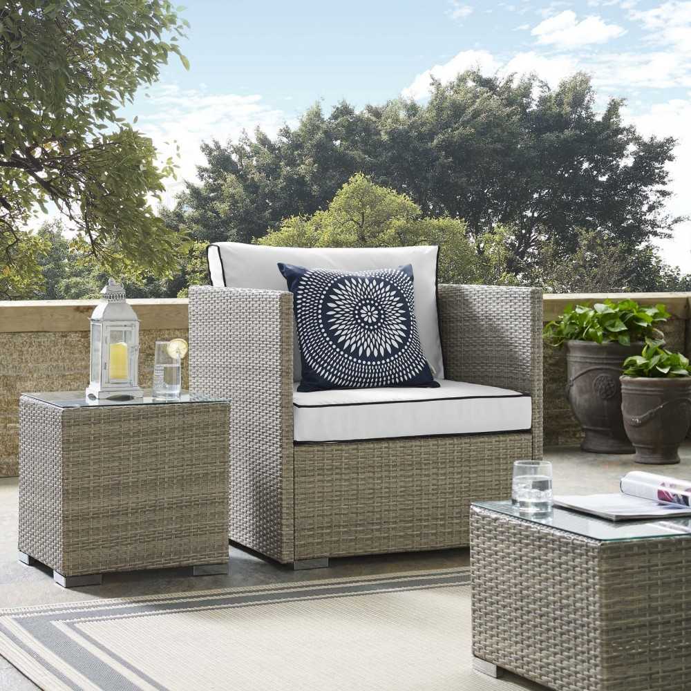 Repose Outdoor Patio Armchair, White, EEI-2960-LGR-WHI