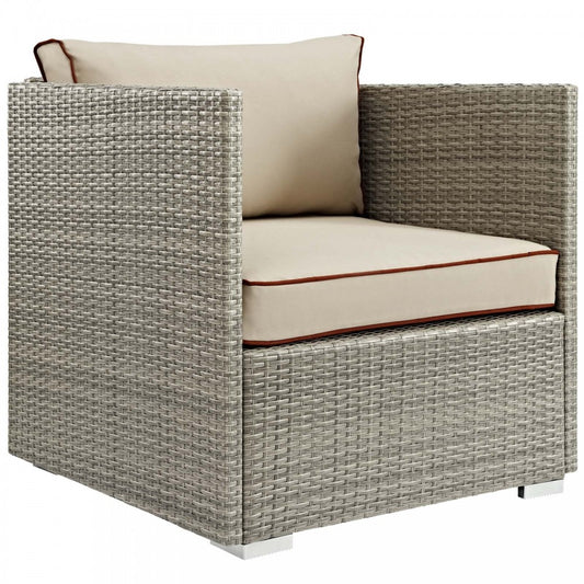 Repose Outdoor Patio Armchair, White, EEI-2960-LGR-BEI