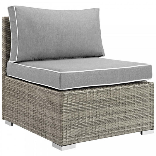 Repose Outdoor Patio Armless Chair, White, EEI-2958-LGR-GRY