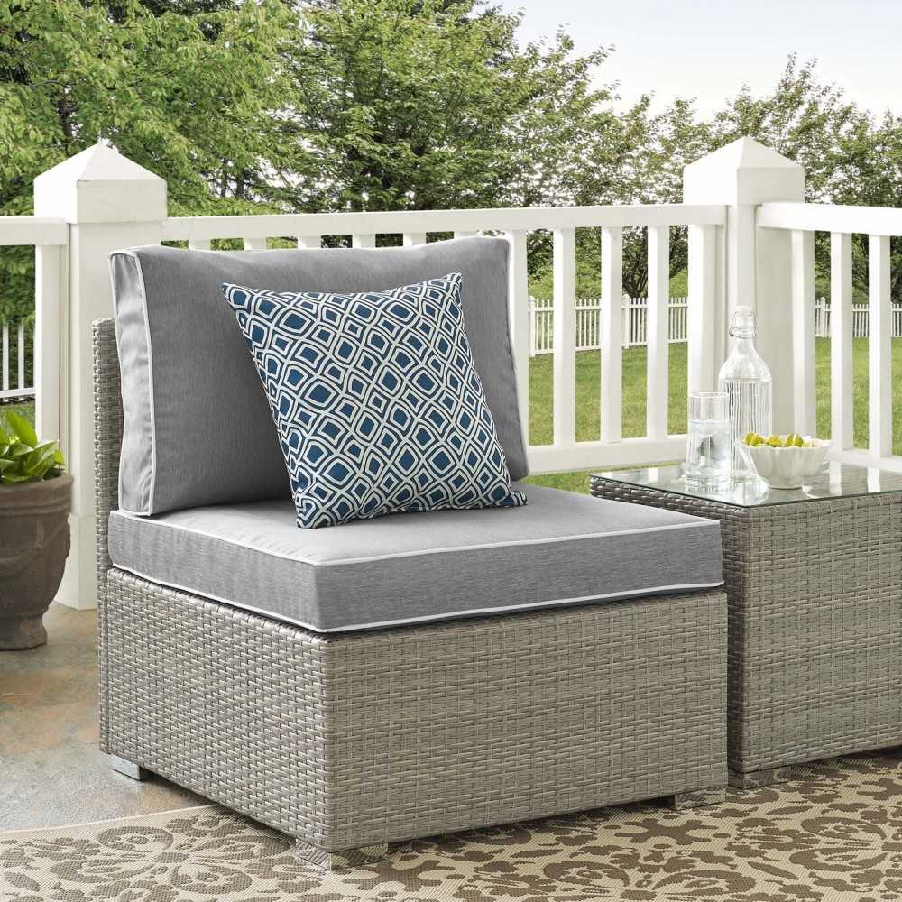 Repose Outdoor Patio Armless Chair, White, EEI-2958-LGR-GRY