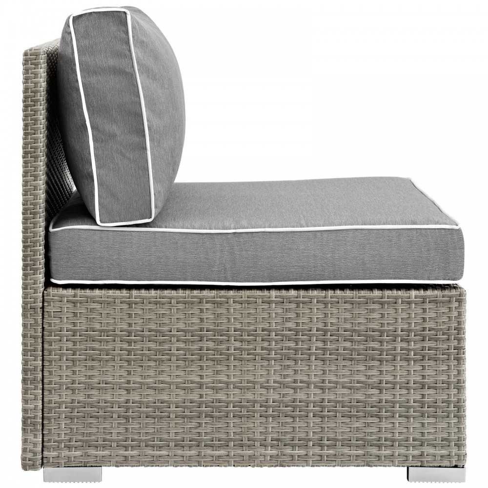 Repose Outdoor Patio Armless Chair, White, EEI-2958-LGR-GRY
