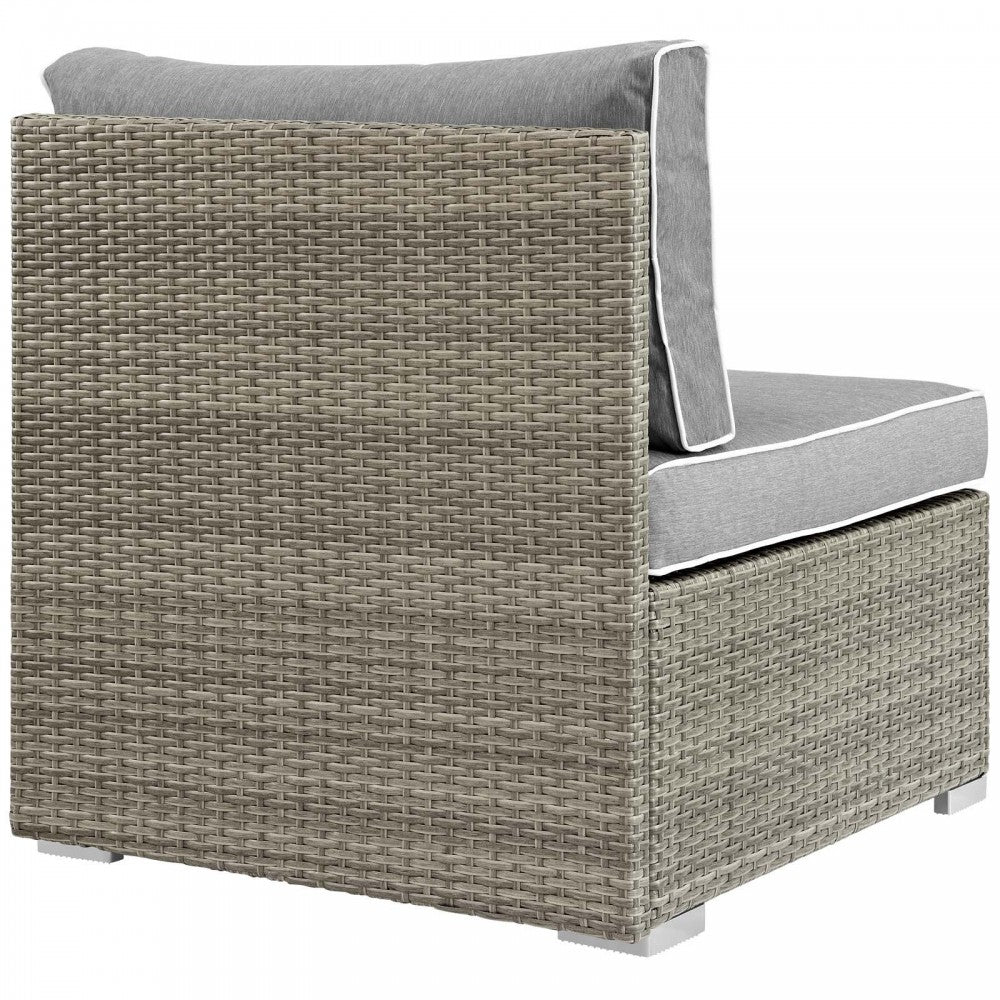 Repose Outdoor Patio Armless Chair, White, EEI-2958-LGR-GRY