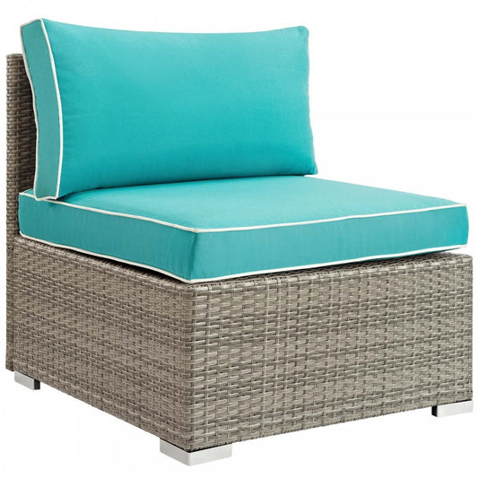 Repose Outdoor Patio Armless Chair, White, EEI-2958-LGR-TRQ