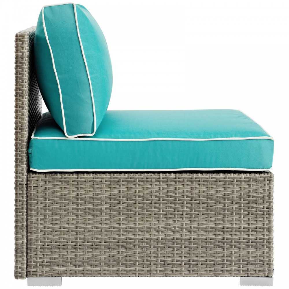 Repose Outdoor Patio Armless Chair, White, EEI-2958-LGR-TRQ