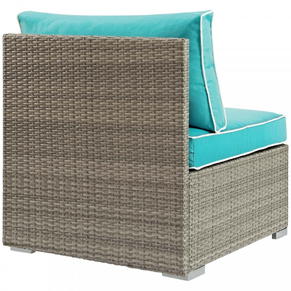 Repose Outdoor Patio Armless Chair, White, EEI-2958-LGR-TRQ
