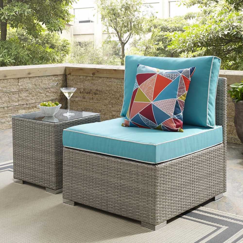 Repose Outdoor Patio Armless Chair, White, EEI-2958-LGR-TRQ