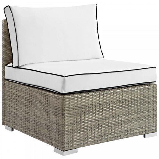 Repose Outdoor Patio Armless Chair, White, EEI-2958-LGR-WHI