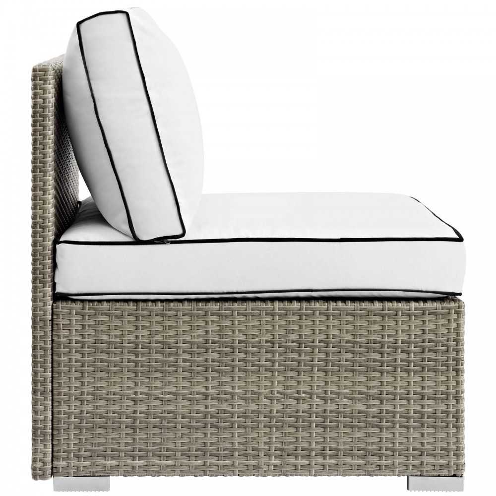 Repose Outdoor Patio Armless Chair, White, EEI-2958-LGR-WHI