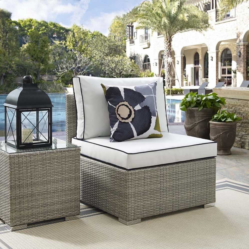 Repose Outdoor Patio Armless Chair, White, EEI-2958-LGR-WHI