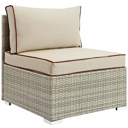 Repose Outdoor Patio Armless Chair, White, EEI-2958-LGR-BEI