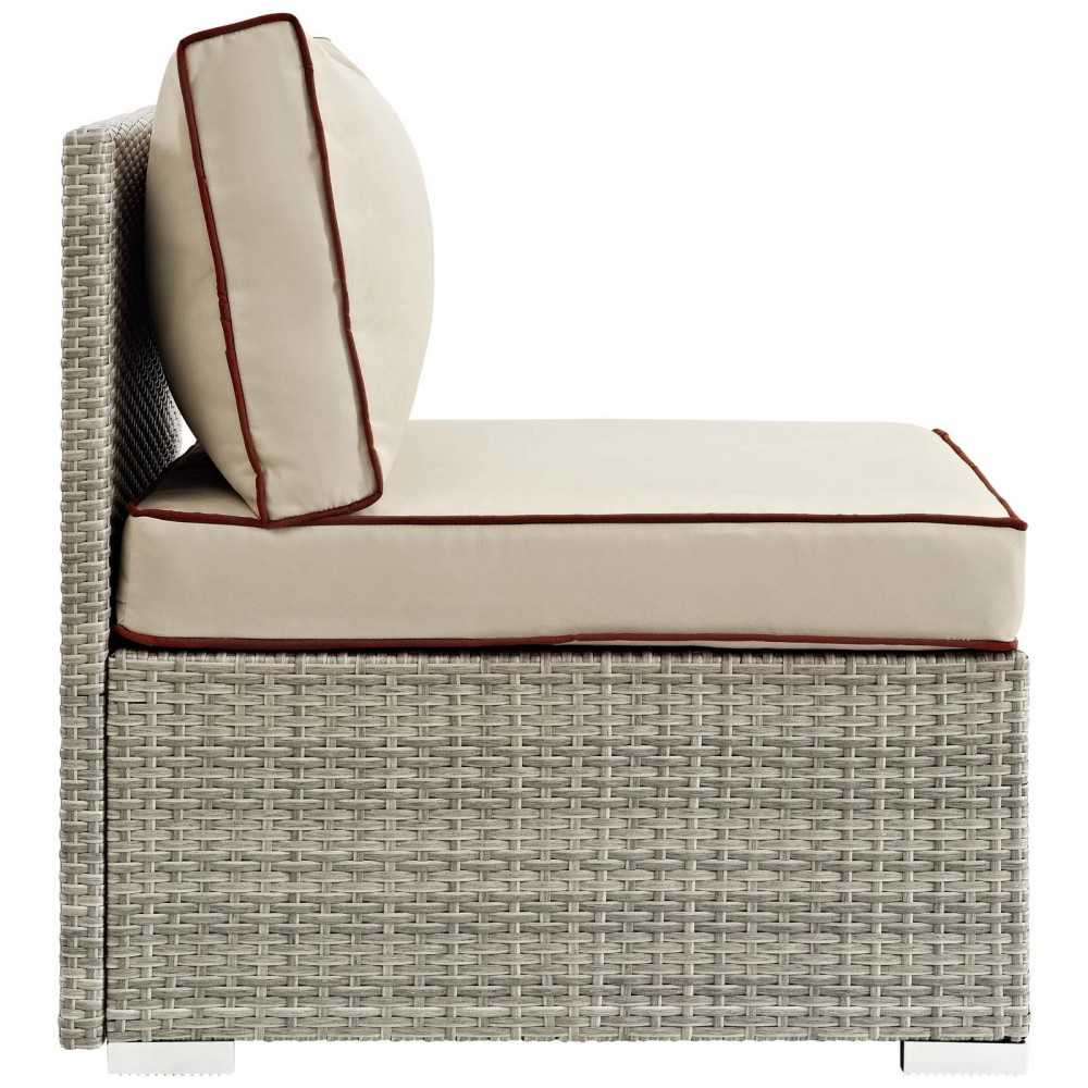Repose Outdoor Patio Armless Chair, White, EEI-2958-LGR-BEI