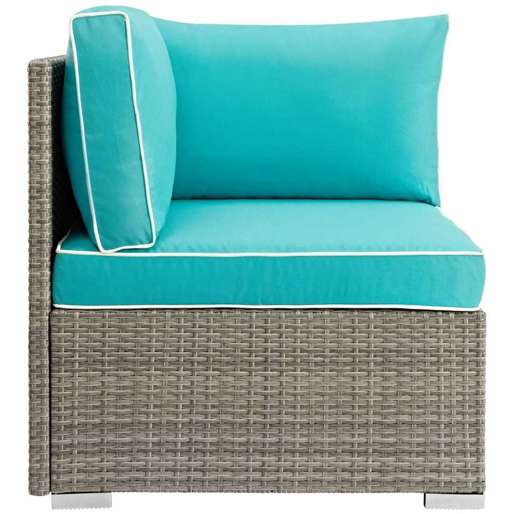 Repose Outdoor Patio Corner, Gray, EEI-2956-LGR-TRQ