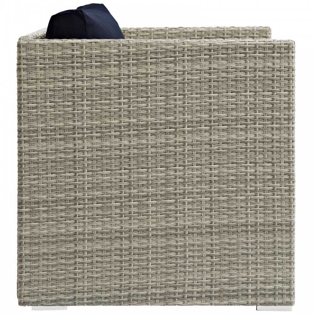 Repose Sunbrella Fabric Outdoor Patio Armchair, White, EEI-2961-LGR-NAV