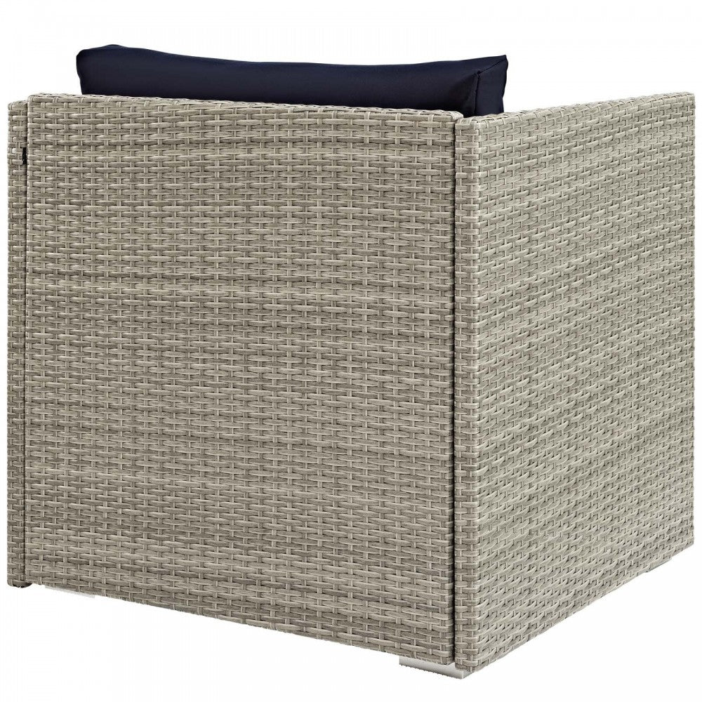 Repose Sunbrella Fabric Outdoor Patio Armchair, White, EEI-2961-LGR-NAV